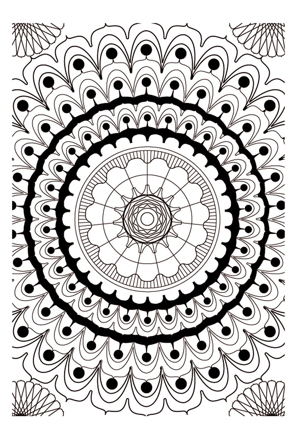 Mandalas difficiles (pour adultes) : Mandala a colorier difficile - 13